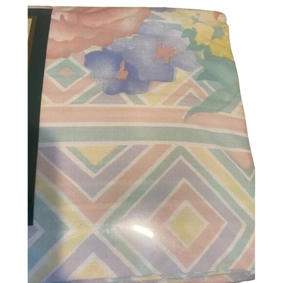 Vintage 1991 Gloria Vanderbilt King Sheet Set GLORIA’S COLLAGE Floral Pastel NEW - Picture 5 of 6
